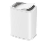 Cesun Small Bathroom Trash Can with Swing-Top Lid,8L/2.1 Gallon Stainless Steel Garbage Can with Removable Inner Bucket, Slim Waste Basket for Home, Office, Toilet, Bedroom, Living-Room (White)