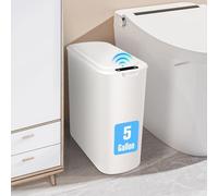 Cesun Touchless Bathroom Trash Can with Lid, 5 Gallon Automatic Motion Sensor Garbage Can, Smart Plastic Slim Wastebasket for Bathroom, Office, rv, Bedroom, Living Room, White