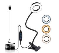 CeSunlight Clip Lamp, 8 Watts, 700 Lumen Clamp Reading Lamp, Clip on Light, Desk Lamp, Warm & Daylight & White Light 3 Colors, 10 Dimmable Illumination Modes, 64 Inches USB Cable