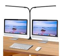 CeSunlight Clip Light, 13 Watts, 1200 Lumen, Clip Lamp, Clip Desk Lamp, Reading Lamp with 2 LED Tubes, Warm & Daylight & White Light, 3 Colors, 10 Dimmable Illumination Modes, Adapter Included