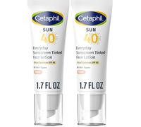 CETAPHIL Everyday Sunscreen Tinted Lotion for Face,1.7 fl oz,100% UVA/UVB Mineral Sunscreen: Titanium Dioxide & Zinc Oxide,SPF 40, (Pack of 2)