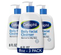 Cetaphil Face Wash Daily Facial Cleanser for Sensitive Combination to Oily Skin 8 oz Pack of 3 Gentle Foaming Soap Free Hypoallergenic