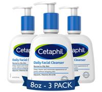 Cetaphil Face Wash Daily Facial Cleanser for Sensitive Combination to Oily Skin NEW 8 oz 3 Pack Gentle Foaming Soap Free Hypoallergenic