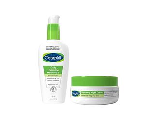 Cetaphil Hyaluronic Acid Face Cream Skincare Set, Daily Hydrating Moisturiser 88ml + Hydrating Night Cream 48g, For Sensitive Skin, Packaging May Vary