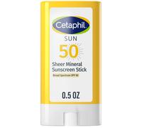 Cetaphil Sheer Mineral Sunscreen Stick for Face & Body, 0.5oz, 100% UVA/UVB Mineral Sunscreen: Zinc Oxide & Titanium Dioxide, Broad Spectrum SPF 50