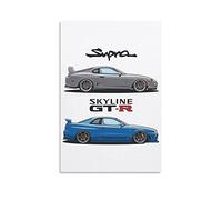 CETE Legends Jdm Car Poster Nissan Gtr R34 And Supra Mk4 Poster Decorative Painting Canvas Wall Posters And Art Picture Print Modern Family Bedroom Decor Posters 12x18inch(30x45cm)