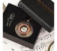 CETEOR Pocket Watches for Men, Box Package Solid Wood Mechanical Pocket Watch Chain Locket Dial Hollow Steampunk Skeleton Mens Male Clock Watches Round 2(Pm004 with Package)