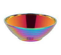 Cetfuro Round Noodle Food Bowl Double Layer Anti-Scalding Tableware for Hot Pot Sauce Soup Rice Big Ramen Bowl Stainless Steel Bowl Rainbow No.0