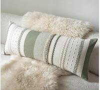 Cethom Boho Lumbar Pillow Covers 14x36 Inch Long, Green Textured Decorative Couch Pillow Cases for Farmhouse Home Decor, Accent Cushion Cover for Sofa, Bed, Living Room, Bedroom, Pack of 1