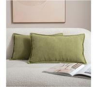 Cethom Pillow Covers 12x20 Inch Set of 2, Soft Chenille Couch Throw Pillows Modern Farmhouse Boho Decorative Cushion Covers for Chair Sofa Bed Living Room Bedroom Home Decor, Olive Green