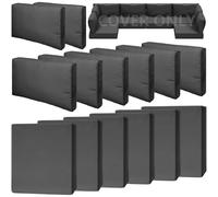 Cethytirko 14 Piece Outdoor Patio Waterproof Cushion Covers, Fits 6-Seat Wicker Rattan Sectional Couch Chair Furniture Cover Replacement Set - Fade-Resistant Patio Cushion Covers with Zipper