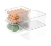 Cetomo 10L*4 Food Storage Container, Fridge Organizer with Lid, Plastic Refrigerator Organizers for Pantry and Fruits, BPA free, Freezer Safe, Microwave Safe, Durable, Food Grade, Clear, 10L-4 Pack