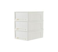 Cetomo 14L*3 Plastic Storage Drawers Unit, Office Desk Organizers, Drawer Organizer, Storage Box, Stackable Tower for Desktop, Bedroom, Dorm, Cosmetics, Durable PP, BPA Free, White, 14L-3 Pack