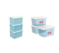 Cetomo 15L*3 Blue Storage Boxe + 15L*3 Clear Blue Storage Box