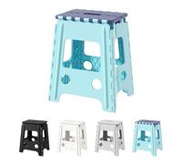 Cetomo 16 Inch Folding Step Stool, Plastic Durable Stool, Foldable Kitchen Stool for Adult, Portable Seat for Bedroom, Shelf, Heavy Duty, Blue, 1 Pack