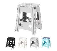 Cetomo 16 Inch Folding Step Stool, Plastic Durable Stool, Foldable Kitchen Stool for Adult, Portable Seat for Bedroom, Shelf, Heavy Duty, Gray, 1 Pack