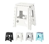 Cetomo 16 Inch Folding Step Stool, Plastic Durable Stool, Foldable Kitchen Stool for Adult, Portable Seat for Bedroom, Shelf, Heavy Duty, White, 1 Pack