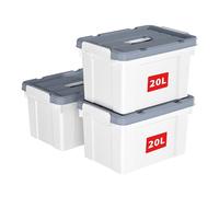 Cetomo 20L*3 Storage Boxes, Carry Plastic Storage Box with Lids, Organizing Container with Handle and Secure Latches, Nestable & Stackable Tote Box for Home Office, 20L-3 Pack, White