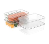 Cetomo 3.5L*4 Food Storage Container, Fridge Organizer with Lid, Plastic Refrigerator Organizers for Pantry and Fruits, BPA free, Freezer Safe, Microwave Safe, Durable, Food Grade, Clear, 3.5L-4 Pack