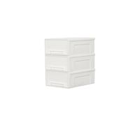 Cetomo 5L*3 Plastic Storage Drawers Unit, Office Desk Organizers, Drawer Organizer, Storage Box, Stackable Tower for Desktop, Cosmetics, Bedroom, Dorm, Durable PP, Compact, BPA Free, White, 15L-3 Pack