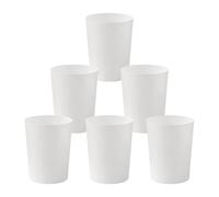 Cetomo 7.2L*6 Plastic Waste Paper Bin, Trash Can, Small Bins, Bedroom Bin, Round Waste Basket for Kitchen Rooms, Nesting, Matte, Frosted, Minimalist, Open Top, White, 7.2L(6 Pack)