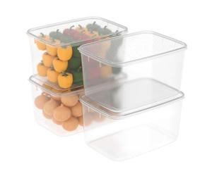 Cetomo 7L*4 Food Storage Container, Fridge Organizer with Lid, Plastic Refrigerator Organizers for Pantry and Fruits, BPA free, Freezer Safe, Microwave Safe, Durable, Food Grade, Clear, 7L-4 Pack