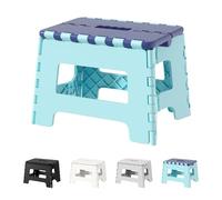Cetomo 8.5 Inch Folding Step Stool, Plastic Durable Stool, Foldable Kitchen Stool for Adult, Portable Seat for Bedroom, Shelf, Heavy Duty, Blue, 1 Pack