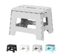 Cetomo 8.5 Inch Folding Step Stool, Plastic Durable Stool, Foldable Kitchen Stool for Adult, Portable Seat for Bedroom, Shelf, Heavy Duty, Gray, 1 Pack