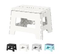 Cetomo 8.5 Inch Folding Step Stool, Plastic Durable Stool, Foldable Kitchen Stool for Adult, Portable Seat for Bedroom, Shelf, Heavy Duty, White, 1 Pack
