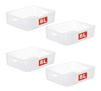 Cetomo 8L* 4 (35cm*27cm*9cm) Storage Basket Storage Containers Household Organizers with Handles for -Kitchen, Office,Countertops, Cabinets, Bedrooms, and -Bathrooms, Klar