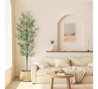 CETRD Lifelike 6FT Artificial Olive Tree, Tall Faux Olive Tree Outdoor Indoor Fake Plant with Pot Thicker Trunk More Leaves & Fruits Maintenance-Free Fake Olive Tree for Office Home Shop Decor(180CM)