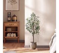 CETRD Realistic 4FT Artificial Olive Tree, Tall Artificial Plants Indoor Outdoor Fake Plant, Thicker Trunk More Leaves & Fruits Maintenance-Free Faux Tree for Office Home Shop Decor(120CM)