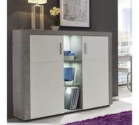cetrix highboard in cement grey and white fronts with led