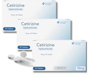 Cetrizine Allergy 10mg Film-Coated 30 Tablets Pack of 3 (Allacan Alternative) = 90 Tablets