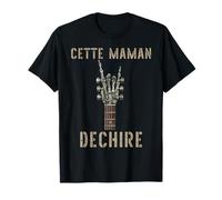Cette Maman Dechire Squelette Gothique Rocker Guitare T-Shirt