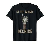 Cette Mamy Dechire Squelette Gothique Rocker Guitare Musique T-Shirt