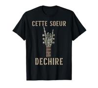 Cette Soeur Dechire Squelette Gothique Rocker Guitare T-Shirt
