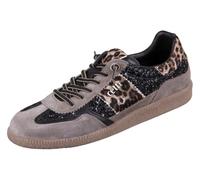 CETTI - Casual Leather Shoe, Rhinestones, Animal Print, Leopard, Elastic Cord, Rubber Sole, For: Women, Black/White, 6 UK