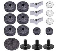 Cettkowns 18-Pack Cymbal Replacement Accessories Cymbal Felts Hi-Hat Clutch Felt Cymbal Sleeves Felt Hi Hat Cup with Base Wing Nuts and Cymbal Washer for Drum Set (Gray)