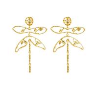CETVLY Gold-plated Statement Large Dragonfly Earrings - Geometric Unique Insect-Inspired Earrings,Funky Big Semi Clear Metal Fashion Vintage Y2K Earrings,Ideal Jewelry for Nature Lovers