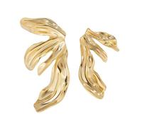 CETVLY Statement Large Flower Fan Leaves Petals Stud Earrings for Women Unisex,Oversized Gold-plated Stylish Big Floral Boho Earrnigs Geometric Twist Leaf Plant Earings Trendy Fashion Jewelry