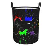 Ceudet 62l Round Laundry Hamper Game Joystick Storage Basket Waterproof Coating Organizer Bin For Nursery Clothes Toys