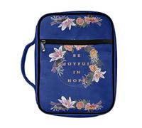 Ceudet Be Joyful in Hope Floral Pattern Carrying Bible Bag Bible Cover for Women Bible Case Men Bible Bag with Pen Slots Durable Zipper Bible Bag Carrying Case with Handle