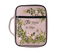 Ceudet Be Joyful in Hope Floral Pink Pattern Bible Bag Case Book Cover Bible Case for Men WomenBag with Handle Bible Cover Carrier Carrying Organizer