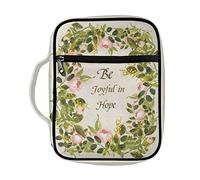 Ceudet Be Joyful in Hope Floral White Pattern Bible Bag Case Book Cover Bible Case for Men WomenBag with Handle Bible Cover Carrier Carrying Organizer