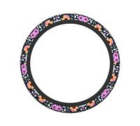 Ceudet Beautiful Colourful Flowers Stretch Steering Wheel Cover Anti-Skid Soft Comfortable Easy to Install Constant TemperatureDiameter 15 in Width 1.6 in