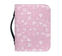 Ceudet Bible Bag Tote Pink Love Bible Cases for Women Leather Book Cover Bible Cover for Men Girls Bible Case for Women Pu Leather Zippered Scripture Bag with Carrying Handle Large Size-M