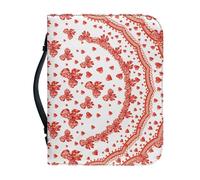 Ceudet Bible Book Bag Red Ribbon Bible Covers for Women Kids Bible Cover for Men Girls Bible Case for Women Pu Leather Zippered Scripture Bag with Carrying Handle Large-XXL