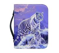 Ceudet Bible Case The Tiger's Family Print Bible Carrying Covers for Women Men Praying Waterproof Biblewith Handle Zippered Pockets Catholic Girls Gifts Christain Bible Organizer