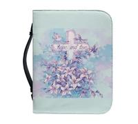 Ceudet Bible Cover Case for Women Girls Kids Bible Case Large Bible Tote Bag with Handle Bible Journaling Supplies for Kids Bible Cover for Bible Study Accessories Supplies,Flowers and Cross,2XL